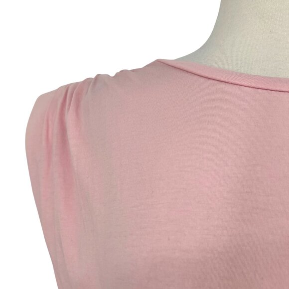 St. Roche Pink Echo Mini Dress Supima Cotton Padded Shoulders Size XL - Picture 3 of 13
